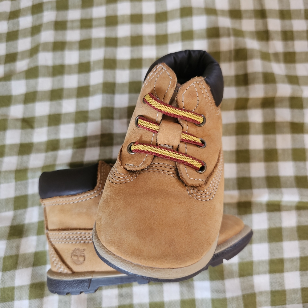 Timberland Kids Tan and Black Boots